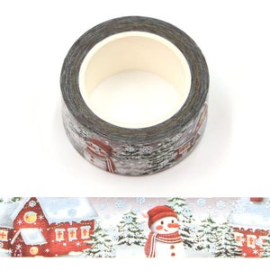 Syntego Schneemann Winterszene Holographische Schneeflocken Washi Tape Dekoratives Selbstklebendes Masking Tape 20 mm x 10 Meter