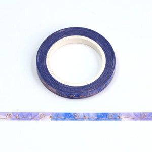 Nastro Washi sottile Love Heart con lamina oro rosa, nastro decorativo in rilievo, 5 mm x 10 m, ecologico, Bullet Journal
