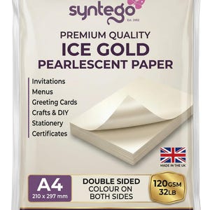 Ivory Gold Shimmer Paper Sheets – Pearlescent Card Making, 120gsm, 10 Pack