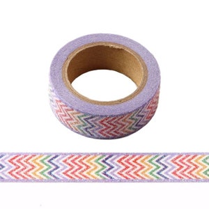 Kleurrijke meerkleurige regenboog glitter schittering washitape afplakband 15 mm x 3 meter milieuvriendelijk Bullet Journal