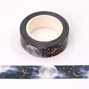 Malerische Folie Mond Nacht Geprägtes Dekoratives Washi Tape 15mm x 10m für Scrapbooking Bullet Journal