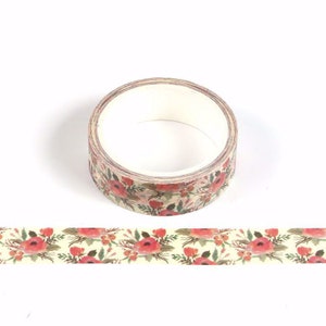 Nastro Washi con fiori di Natale rossi e verdi Nastro adesivo decorativo natalizio 15 mm x 5 metri Bullet Journal ecologico
