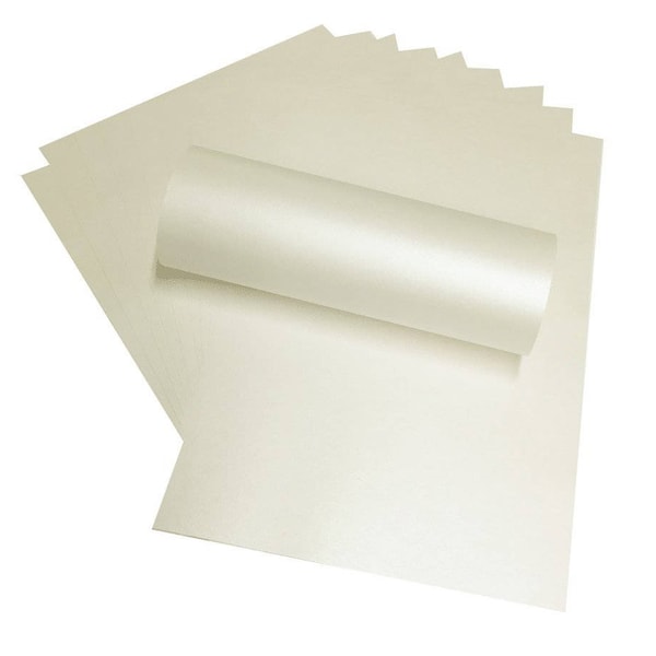 10 x A4 Card Quarzo Pale Ivory Pearlescent Shimmer 290gsm / 110lb Cover Card Making Invitations