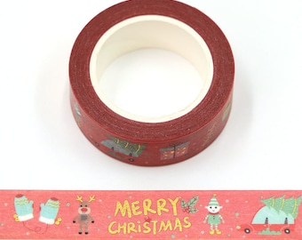 Merry Christmas Washi Tape Decorative  Masking Tape 15mm x 10 Meters Bullet Journal