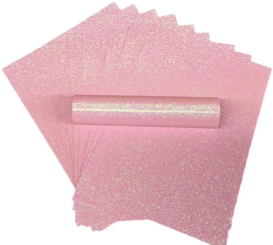 25 Pack Pastel Pink Glitter Cardstock Sheets. Powder Pink Glitter