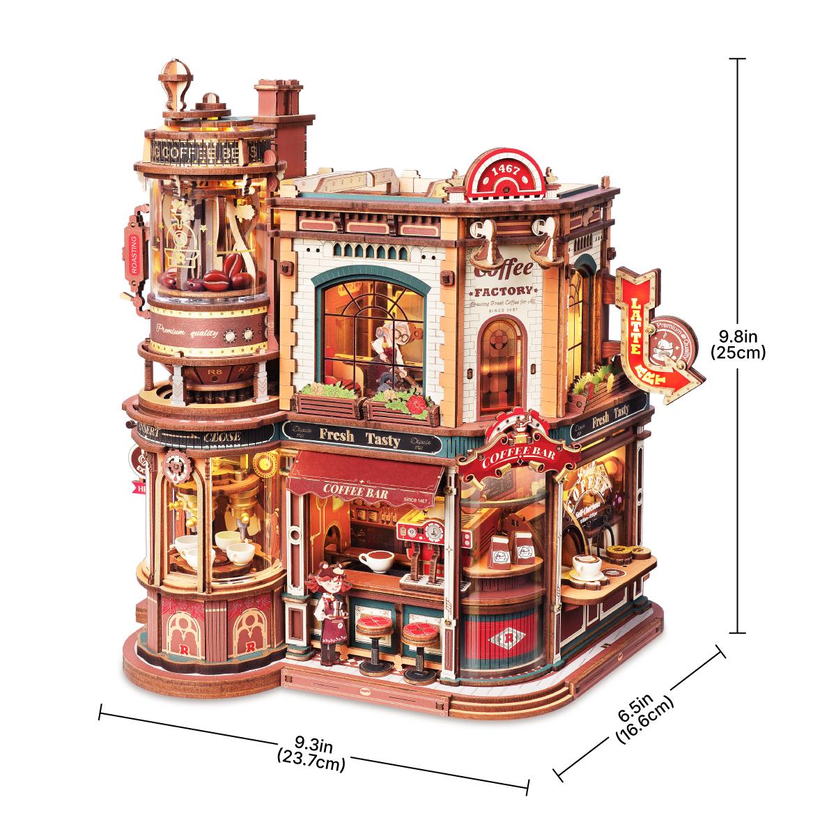3D Wooden Puzzle Kit Dream Coffee Factory | DIY Mechanical Model