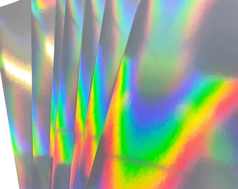 Silver Holographic Vinyl Overlay 10 Sheets | Printable Self Adhesive Sticker Film for Cricut, Resin & Sticker Making