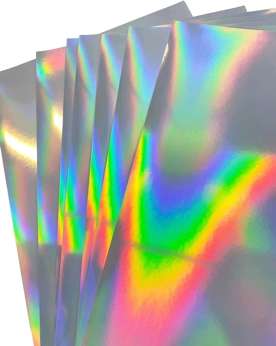 Silver Holographic Vinyl Overlay 10 Sheets | Printable Self Adhesive Sticker Film for Cricut, Resin & Sticker Making