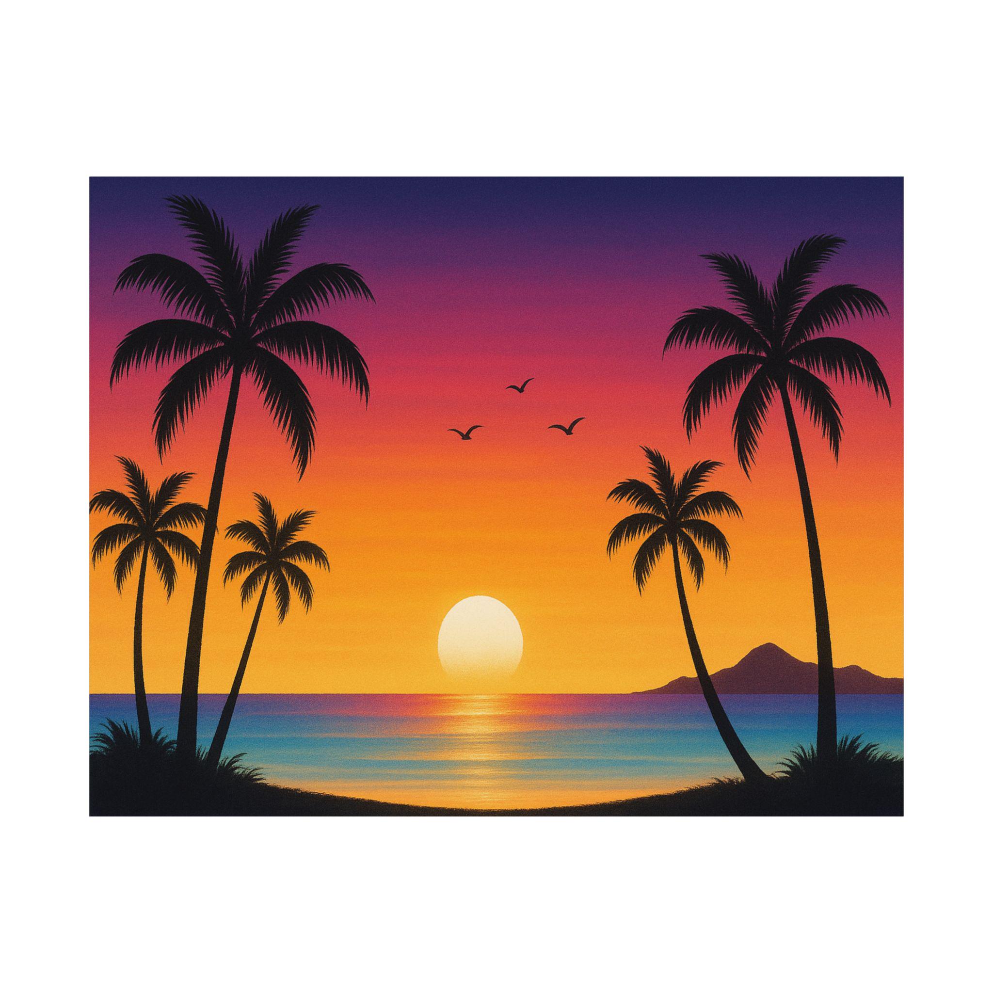 Satin Poster, Tropical Sunset Wall Art, Sunset Print, Beach Art, Home Decor, Sunset Decor, Tropical Poster, Vacation Decor