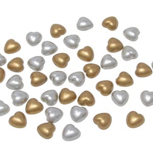100 x prata e ouro 8mm pérola com fundo plano em forma de coração contas pedras preciosas casamentos, artesanato, natal