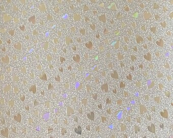 A4 Sheets Sparkly Self Adhesive Silver Glitter Paper Non Shed 80gsm with Holographic Hearts