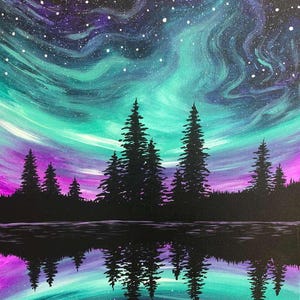 Kit de pintura de diamantes Aurora Boreal / Kit de manualidades 5D de arte con diamantes redondos para adultos / 30 x 40 cm