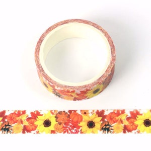 Sonnenblumen und Blumen Drucken Dekoratives Washi Tape 15mm x 5 Meter Umweltfreundliches Bullet Journal