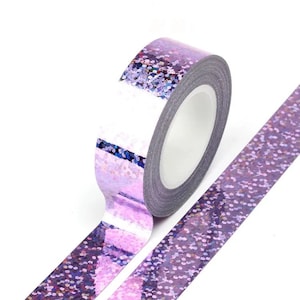 Lila Feste Folie Holographisch Glitzereffekt Washi Tape Dekoratives selbstklebendes Masking Tape 15mm x 5 Meter Umweltfreundliches Bullet Journal