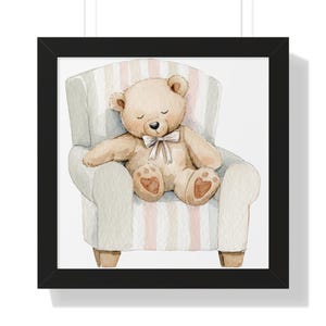 Watercolor Sleeping Bear Framed Poster: Nursery Wall Art