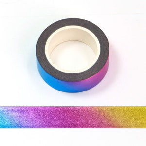 Taśma maskująca Rainbow Gradient Solid Foil Washi UK Dekoracyjna taśma maskująca 15 mm x 10 metrów Ekologiczny Bullet Journal