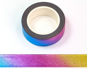 Rainbow Gradient Solid Foil Washi Tape UK Decorative  Masking Tape 15mm x 10 Meters Eco Friendly Bullet Journal