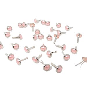 50 runde Perlen 8 mm Brads für Handwerk & Scrapbooking rosa mit silberner Umgebung