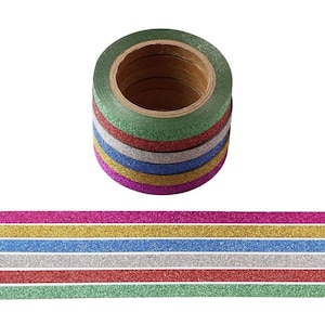 Glitter Tape, W: 15 mm, Assorted Colours, 6 M, 10 Roll