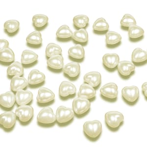 100 x marfim 8 mm pérola com fundo plano em formato de coração joias para casamento e artesanato