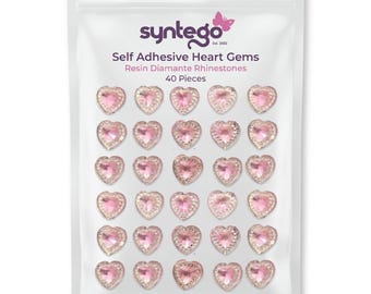 Self Adhesive Pink Heart Rhinestone Gems – Acrylic Crystals for Crafts (40 Pieces)