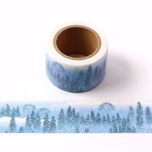 2 rouleaux de ruban adhésif Washi scintillant scintillant sur le thème de la forêt, 30 mm de large x 3 mètres, respectueux de l'environnement