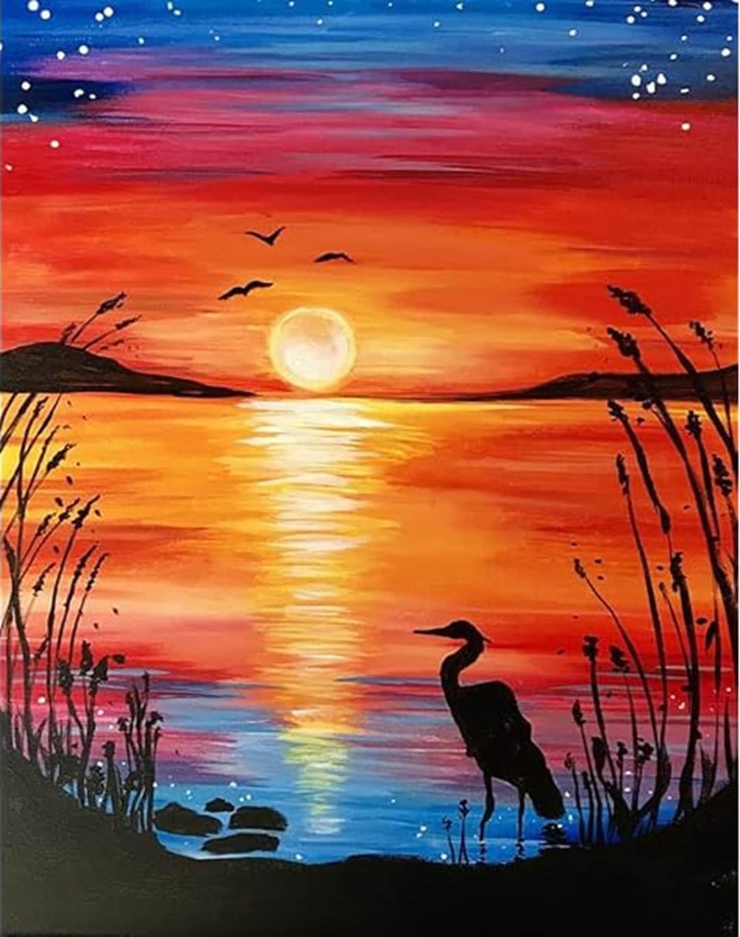 5D DIY Magical Sunset Diamond Painting Kit Rhinestone Canvas 30cm X ...