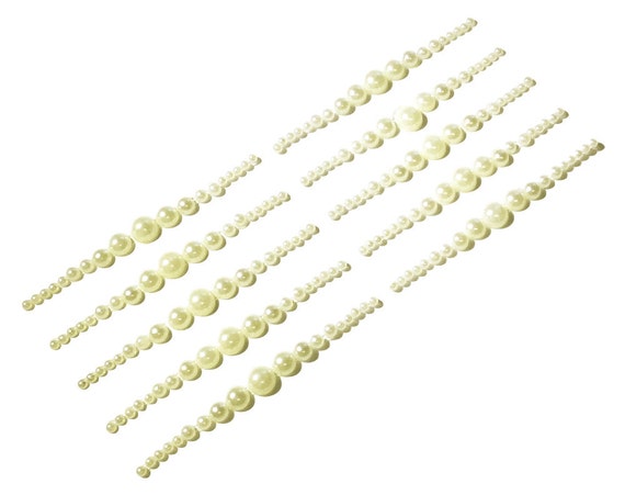 6mm Ivory Pearls Stickers Flat Backed Self Adhesive Sticky Gems Pearl Diamante