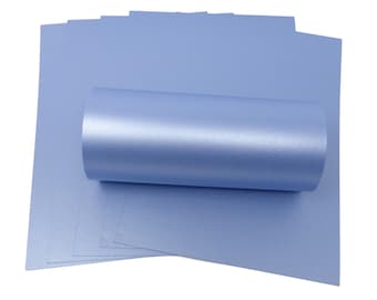 10 Sheets A4 Maya Blue Shimmer Pearlescent Double Sided Card Quality 300gsm / 110lb Cover