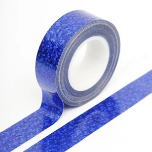 Koningsblauwe effen folie holografisch washitape met glittereffect decoratief zelfklevend 15 mm x 5 meter milieuvriendelijk Bullet Journal