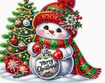 Diamond Art Painting Kit Christmas Snowman | 5D DIY Diamond Art Round Drill Craft Kit for Adults