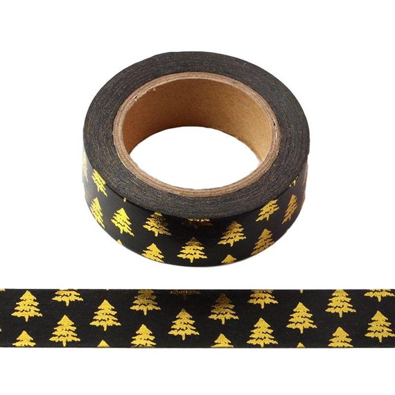 Black With Gold Foil Christmas Tree Washi Tape Decorative - Etsy