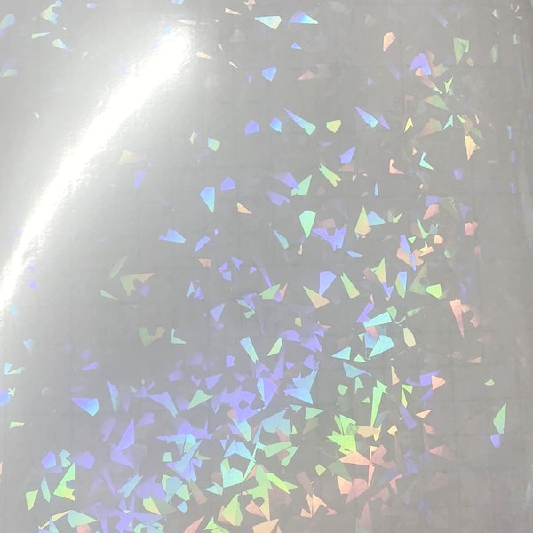 Self Adhesive Sparkle Broken Glass Transparent Holographic Vinyl Overlay Sheets Stickers