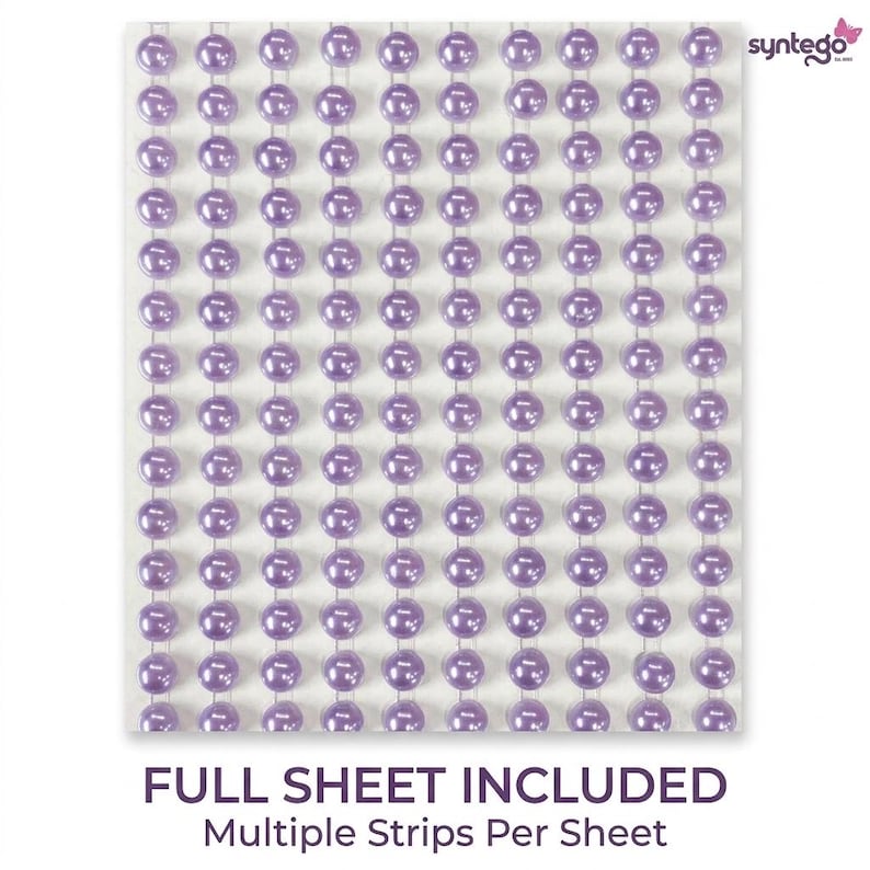 200 Lilac Purple Pearl Beads: 6mm Self Adhesive Embellishments image 4