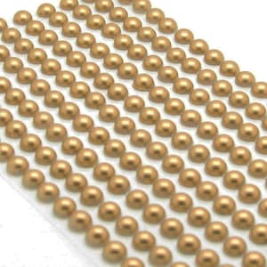 200 perlas autoadhesivas de 6 mm, hermosas perlas pequeñas redondas doradas, adorno adhesivo