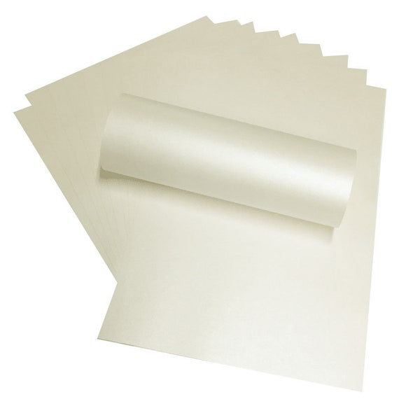 10 Sheets 12" x 12" Pale Ivory Quarzo Pearlescent Scrapbook Paper Decorative 120gsm Double Sided