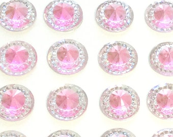 40 gemas de diamantes de imitación rosas: cristales acrílicos autoadhesivos para manualidades.