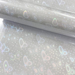 10 Sheets Self Adhesive Butterfly Transparent Holographic Vinyl Overlay Sheets Stickers
