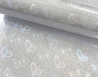 10 Sheets Self Adhesive Butterfly Transparent Holographic Vinyl Overlay Sheets Stickers