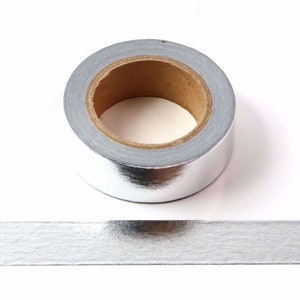Zilveren washitape met massief folie Britse decoratieve afplaktape 15 mm x 10 meter, milieuvriendelijk Bullet Journal