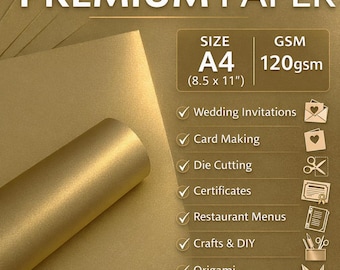 A4 Gold Shimmer Paper: Pearlescent Cardstock for Inkjet & Laser Printers