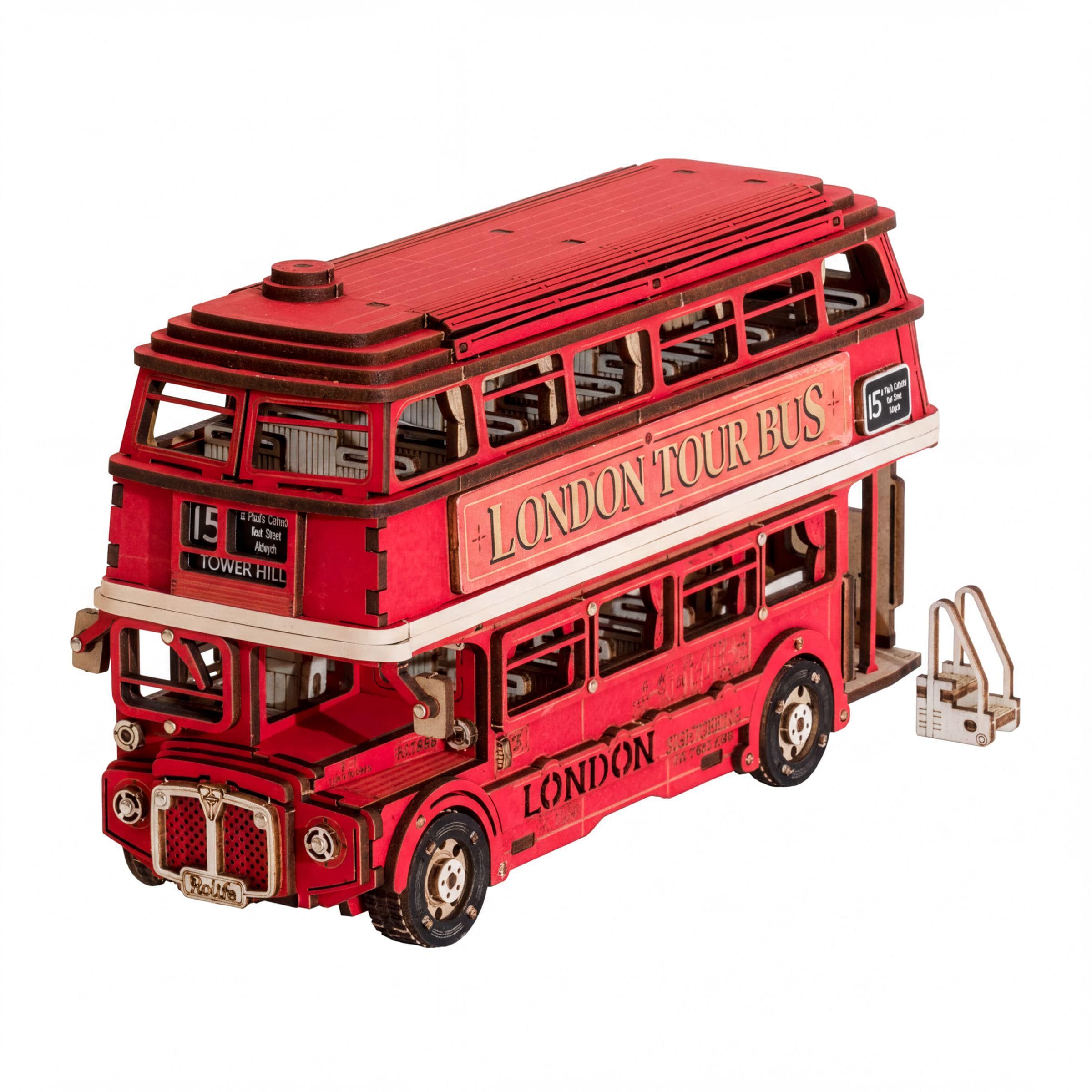 DIY Wooden London Bus Model Kit Red Routemaster 3D Puzzle