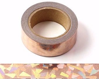 Rose Gold Solid Foil Washi Tape Broken Glass Pattern Decorative Self Adhesive Masking Tape 15mm x 10 Meters