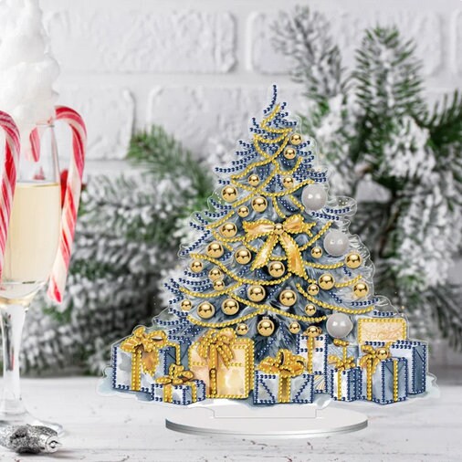 Kit Diamant Painting Sapin De Noël 5D - DIY Décoration Bureau, Mosaïque Cristal, 22x29cm