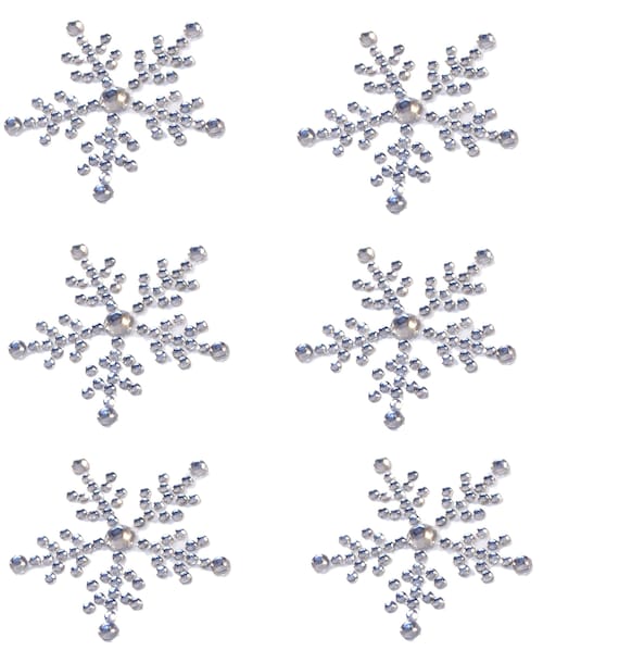 6 x Snowflake Rhinestone Stickers Embellishments Sparkly Self Adhesive for  Crafts Christmas Cards