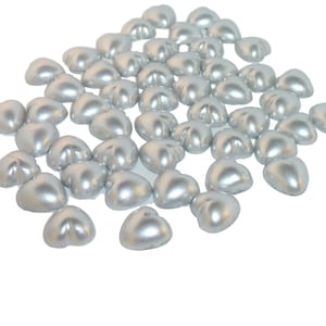 100 x prata pérola com parte traseira plana formato de coração aproximadamente 8 mm decoração de mesa de casamento, artesanato, fabricação de cartões
