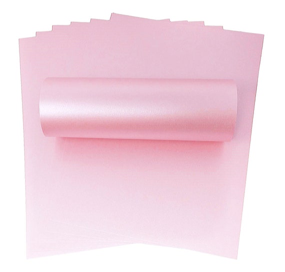 10 Sheets A4 Powder Pink Shimmer Pearlescent Double Sided Card Quality 300gsm / 110lb Cover