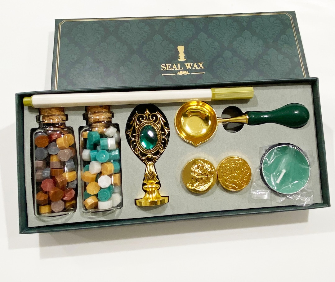 Wax Seal Stamp Kit With 3 Wax Seal Stamp Heads, Gold Pen Presented in a  Gift Box 