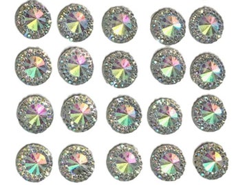 Clear AB Rhinestones 40pcs 12mm | Round Acrylic Self Adhesive Gems | Card Making & Craft Supplies