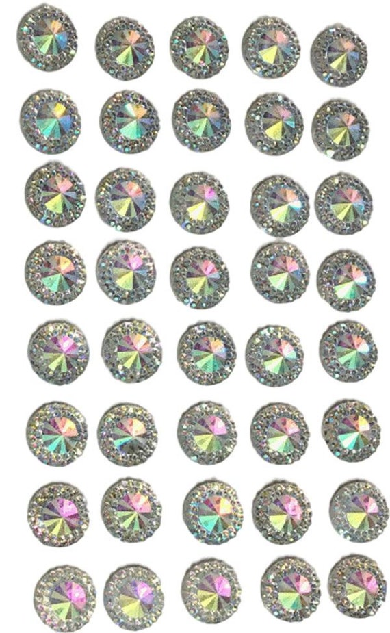 40 X Self Adhesive Gems Clear AB Round Diamante Rhinestones Acrylic  Crystals Stick on Gems Card Making Embellishment 